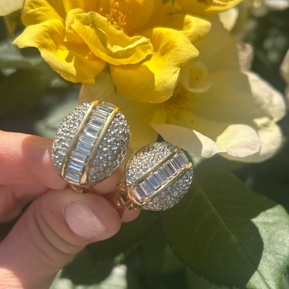 S.A.L SWAROVSKI Clear Crystal Gold EARRINGS - Picture 10 of 11